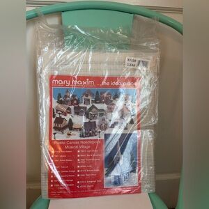 New Vintage Mary Maxim Plastic Canvas Needlepoint Musical Village Church Kit